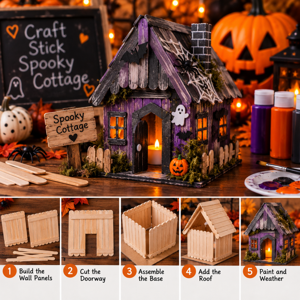 Halloween Craft Stick Cottage