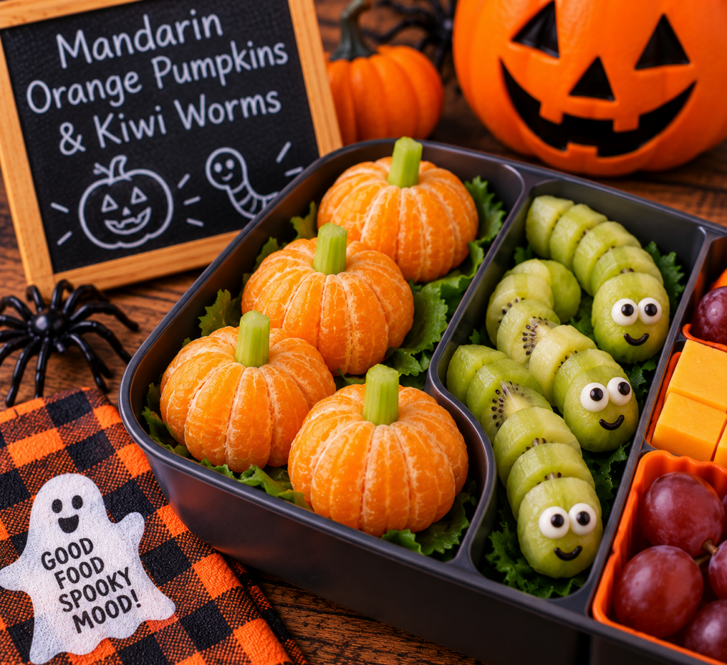Mandarin Orange Pumpkins and Kiwi Worms